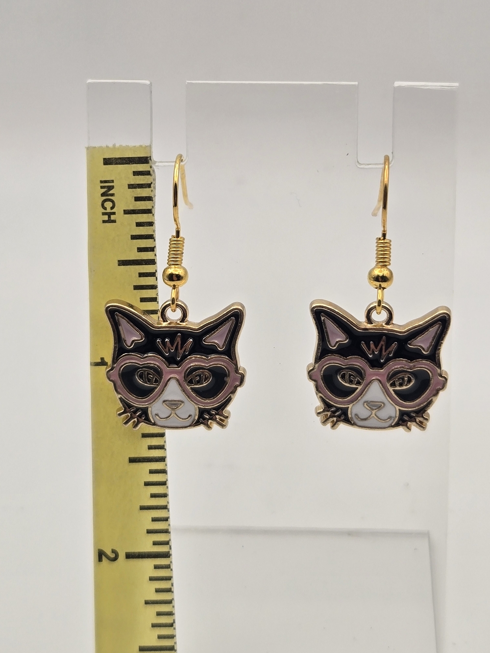 Gold-Tone Animal Face Dangle Earrings